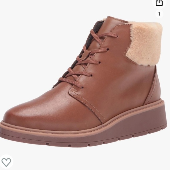 Clarks Andie Mae Boots Fur Leather - Picture 1 of 3